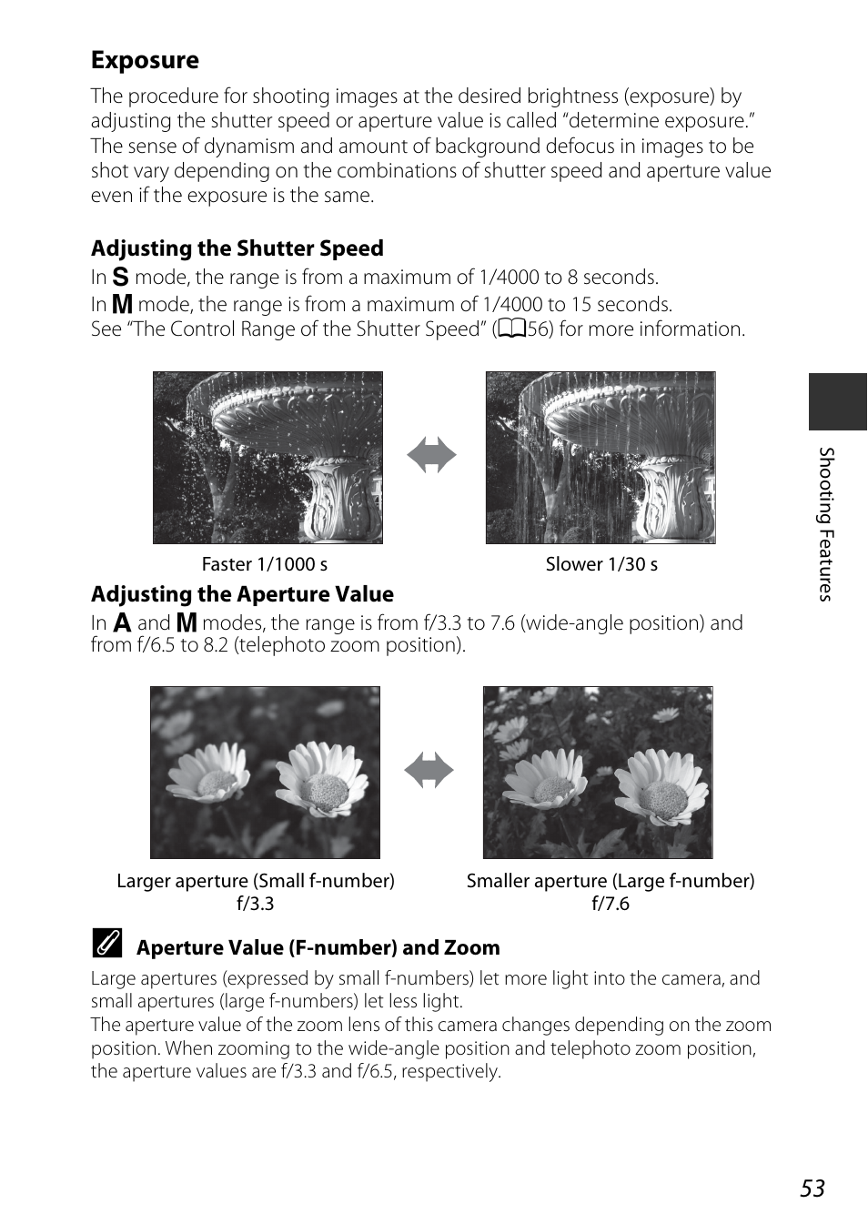 A53), Exposure | Nikon P600 User Manual | Page 75 / 236