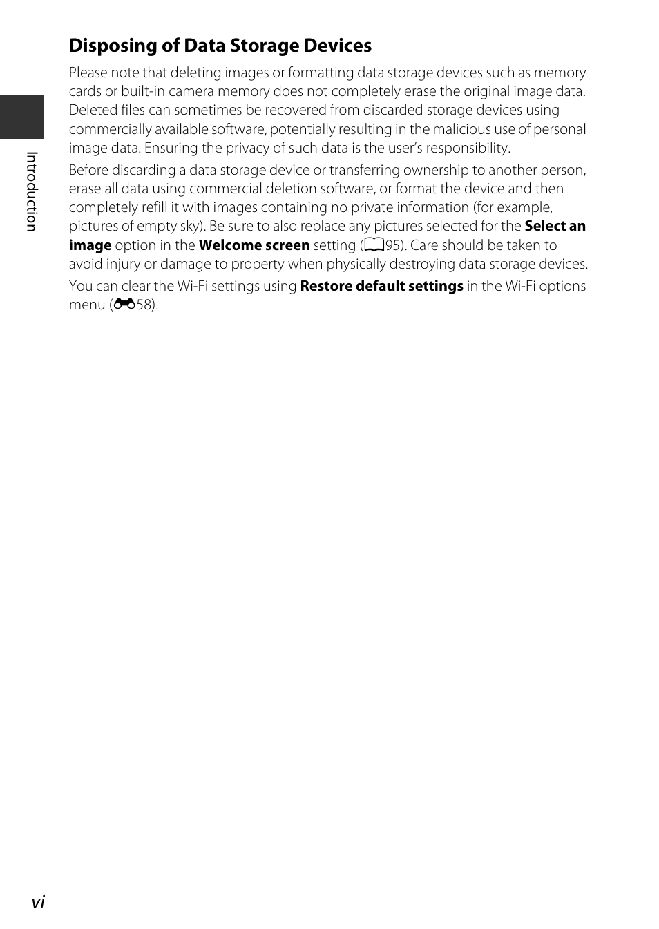 Disposing of data storage devices | Nikon P600 User Manual | Page 8 / 236