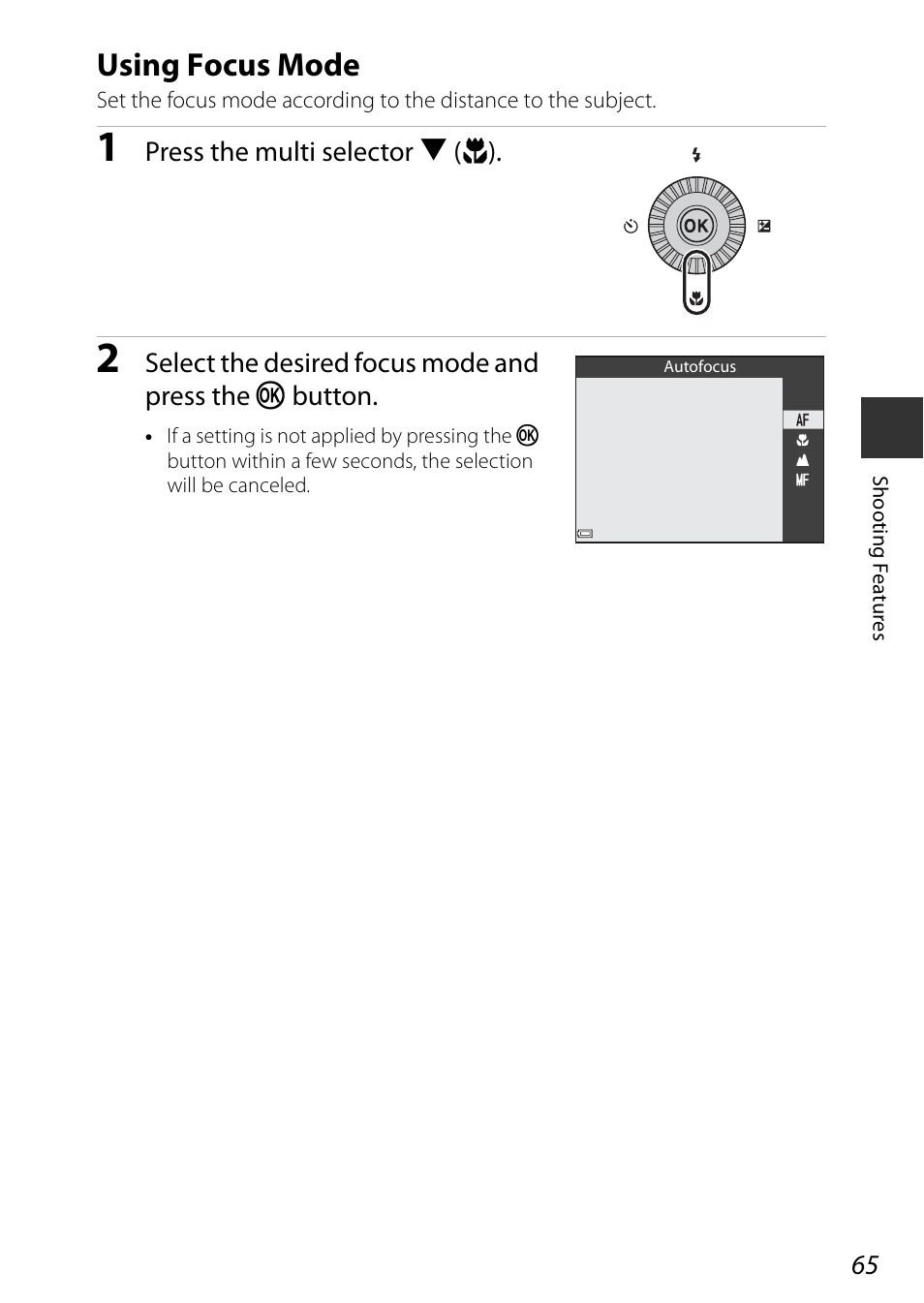 Using focus mode, A65) | Nikon P600 User Manual | Page 87 / 236