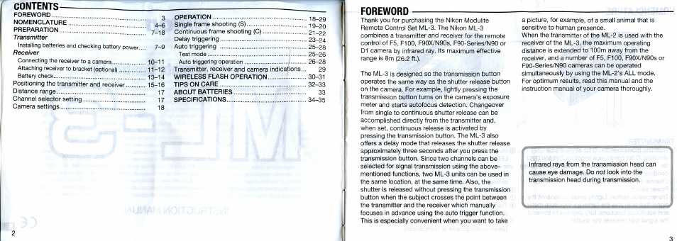 Nikon ML-3 Modulite Remote Control Set User Manual | 34 pages