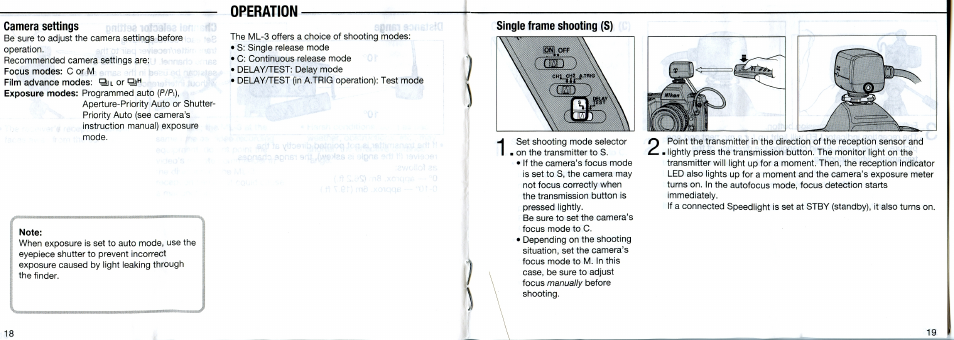 Connecting the receiver to a camera | Nikon ML-3 Modulite Remote Control Set User Manual | Page 9 / 34