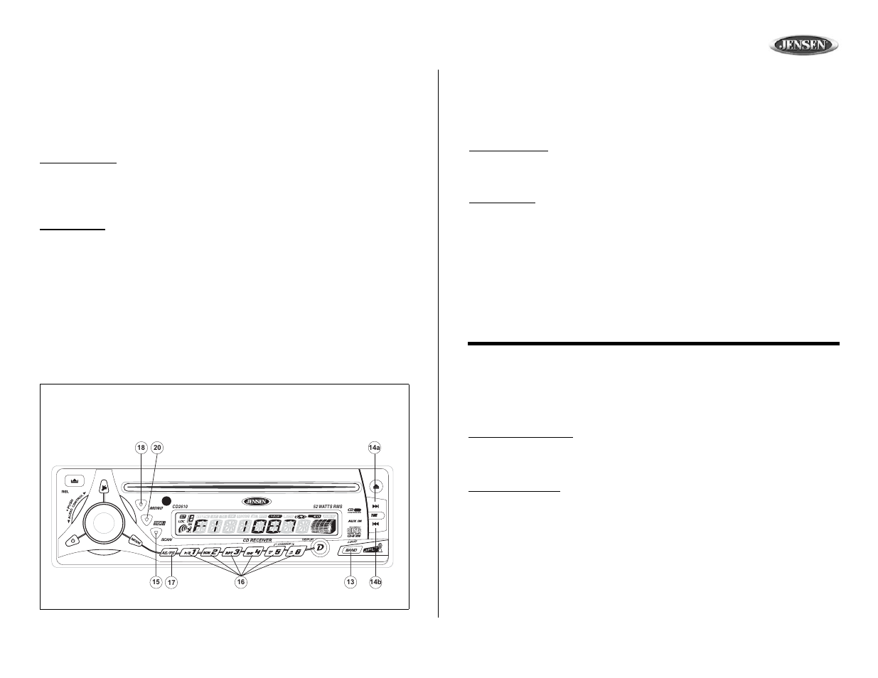 Cd2610, Tuner operation, Operación del radio | Opération de la radio | Audiovox CD2610 User Manual | Page 13 / 26