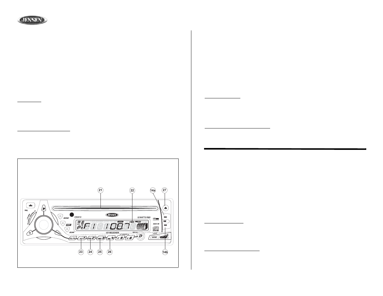 Cd2610, Cd player operation, Operación del equipo de cd | Opération de la platine cd | Audiovox CD2610 User Manual | Page 16 / 26
