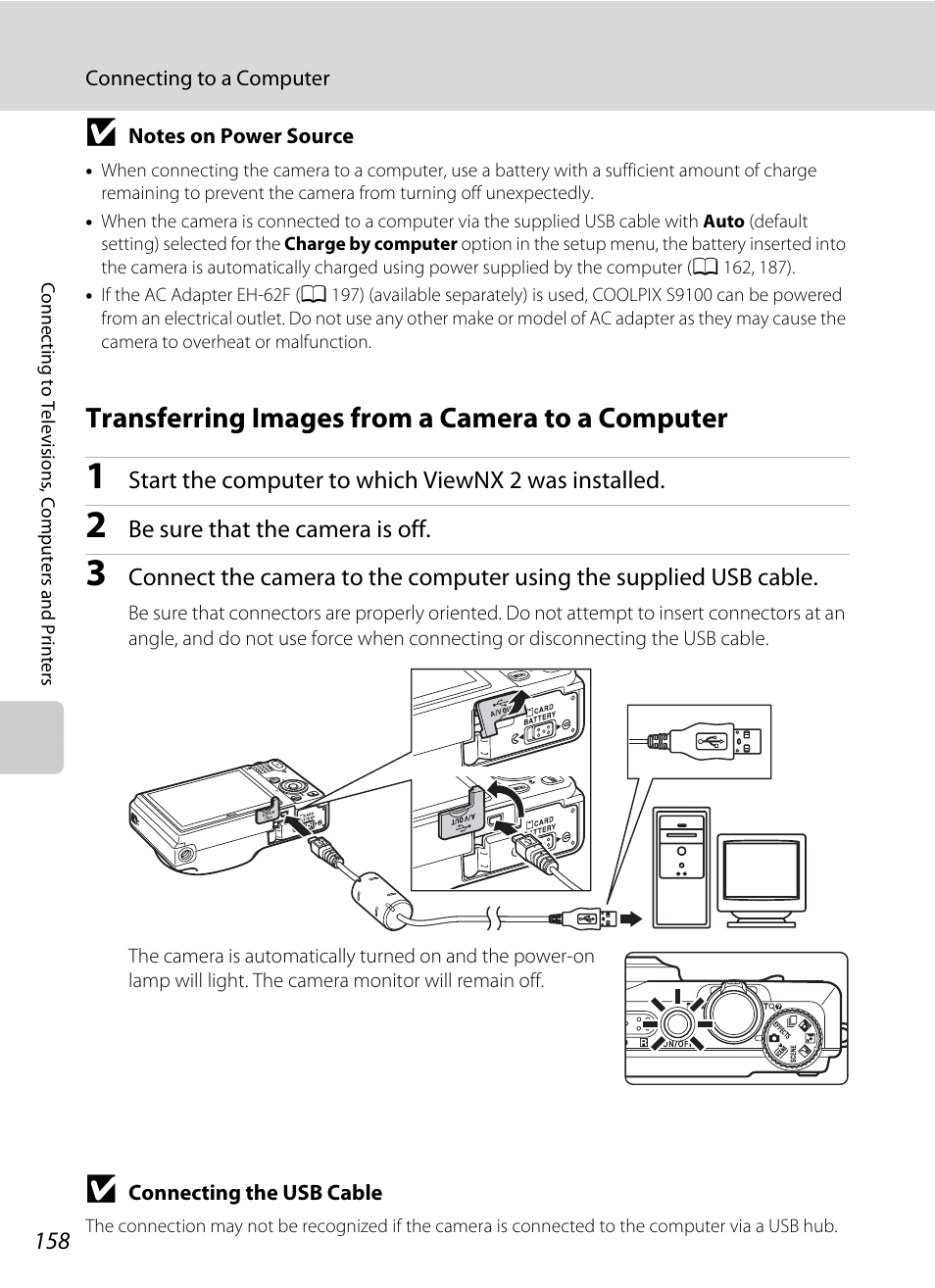 Transferring images from a camera to a computer | Nikon S9100 User Manual | Page 170 / 236