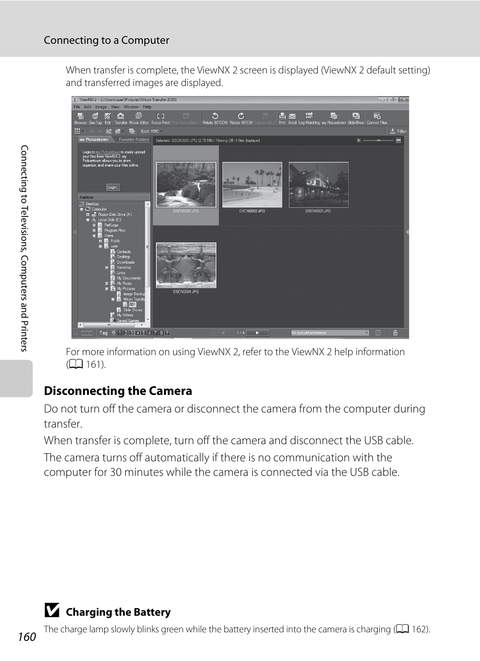 Disconnecting the camera | Nikon S9100 User Manual | Page 172 / 236