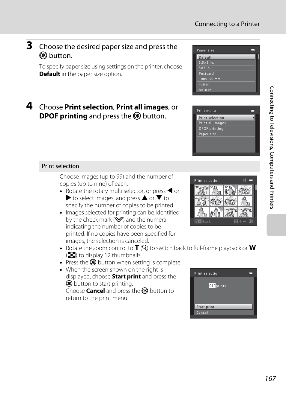 Connecting to a printer | Nikon S9100 User Manual | Page 179 / 236