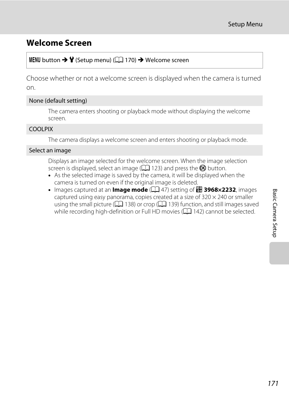 Welcome screen, A 171 | Nikon S9100 User Manual | Page 183 / 236
