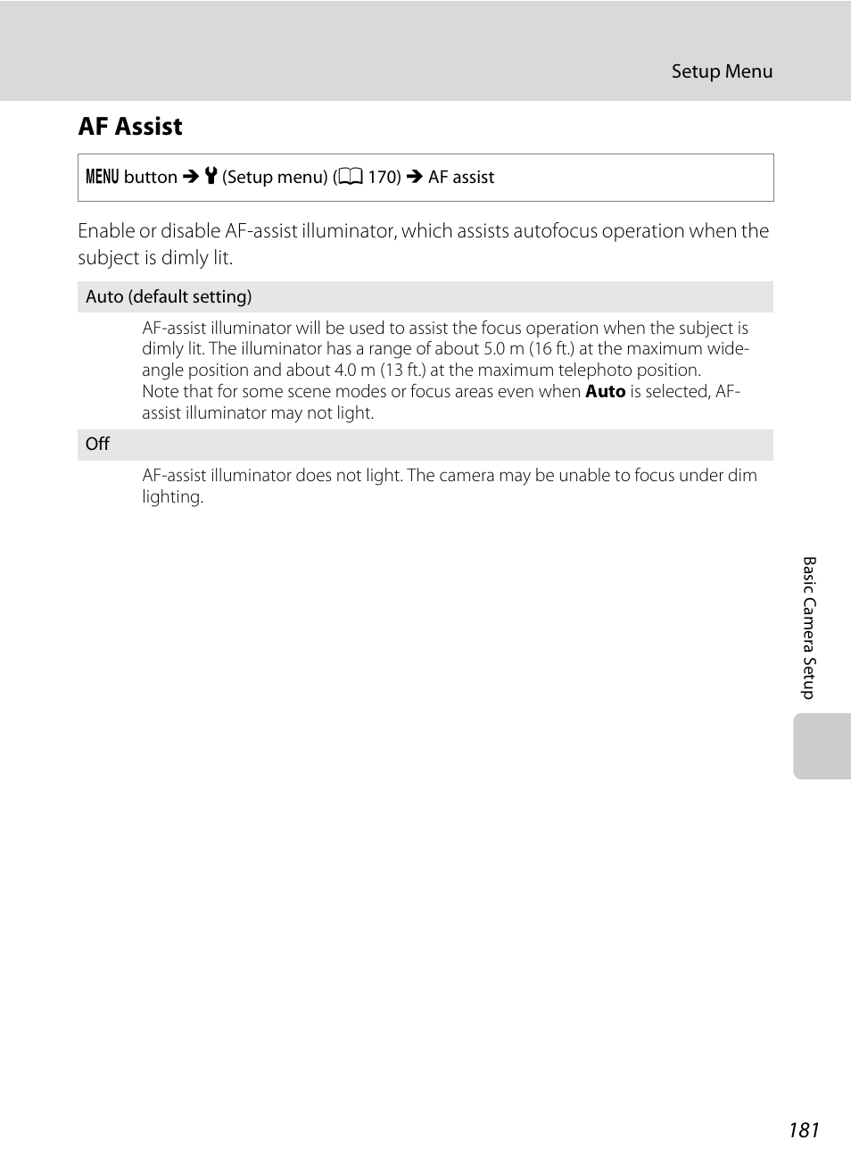 Af assist, A 181) may li, A 181) does not | 181) does not, A 181 | Nikon S9100 User Manual | Page 193 / 236