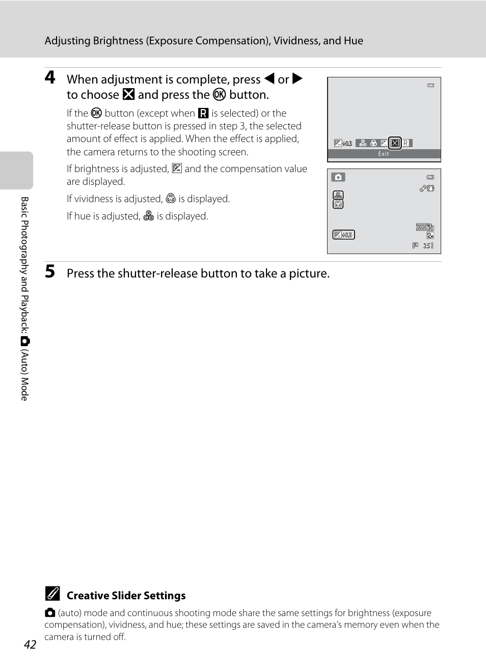 Press the shutter-release button to take a picture | Nikon S9100 User Manual | Page 54 / 236