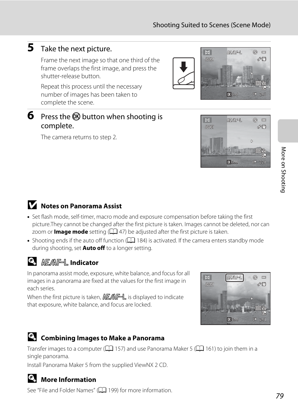 Take the next picture, Press the k, Button when shooting is complete | Nikon S9100 User Manual | Page 91 / 236