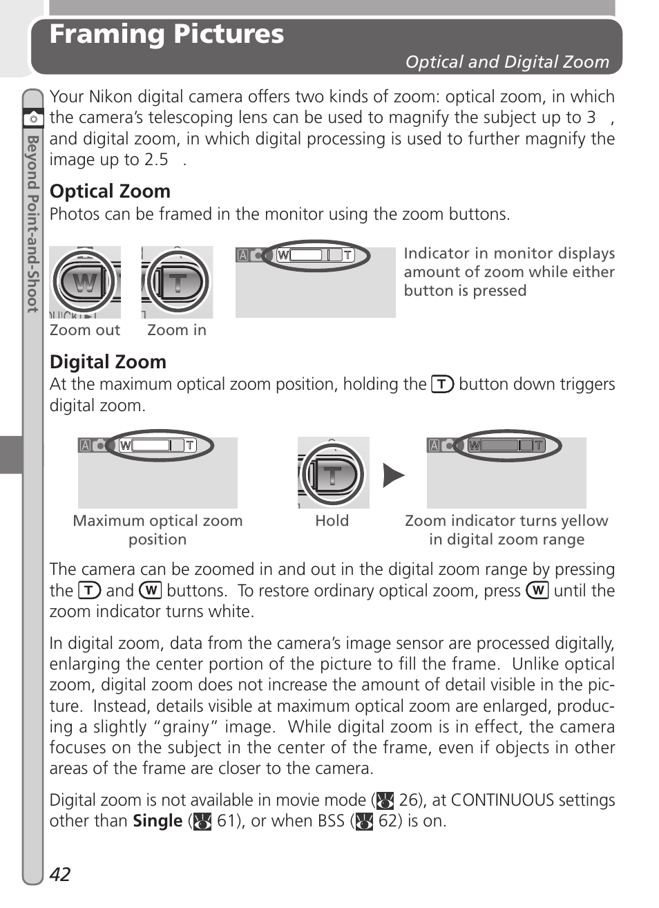 Framing pictures | Nikon 2000 User Manual | Page 52 / 104