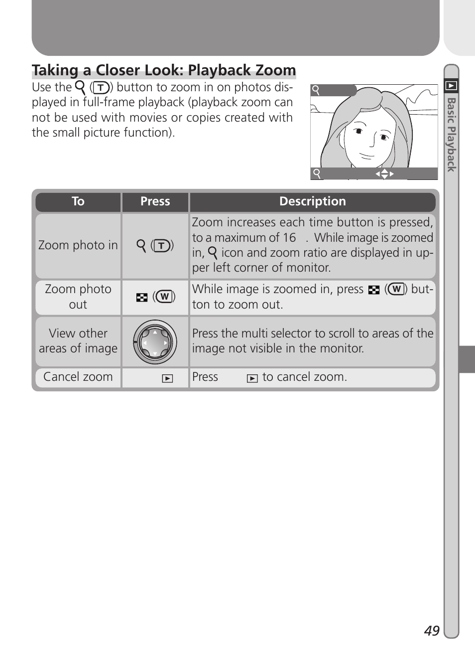 Taking a closer look: playback zoom | Nikon 2000 User Manual | Page 59 / 104