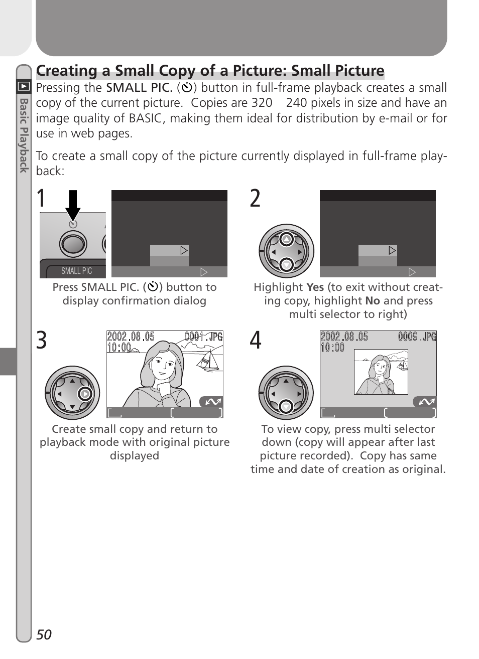 Creating a small copy of a picture: small picture | Nikon 2000 User Manual | Page 60 / 104