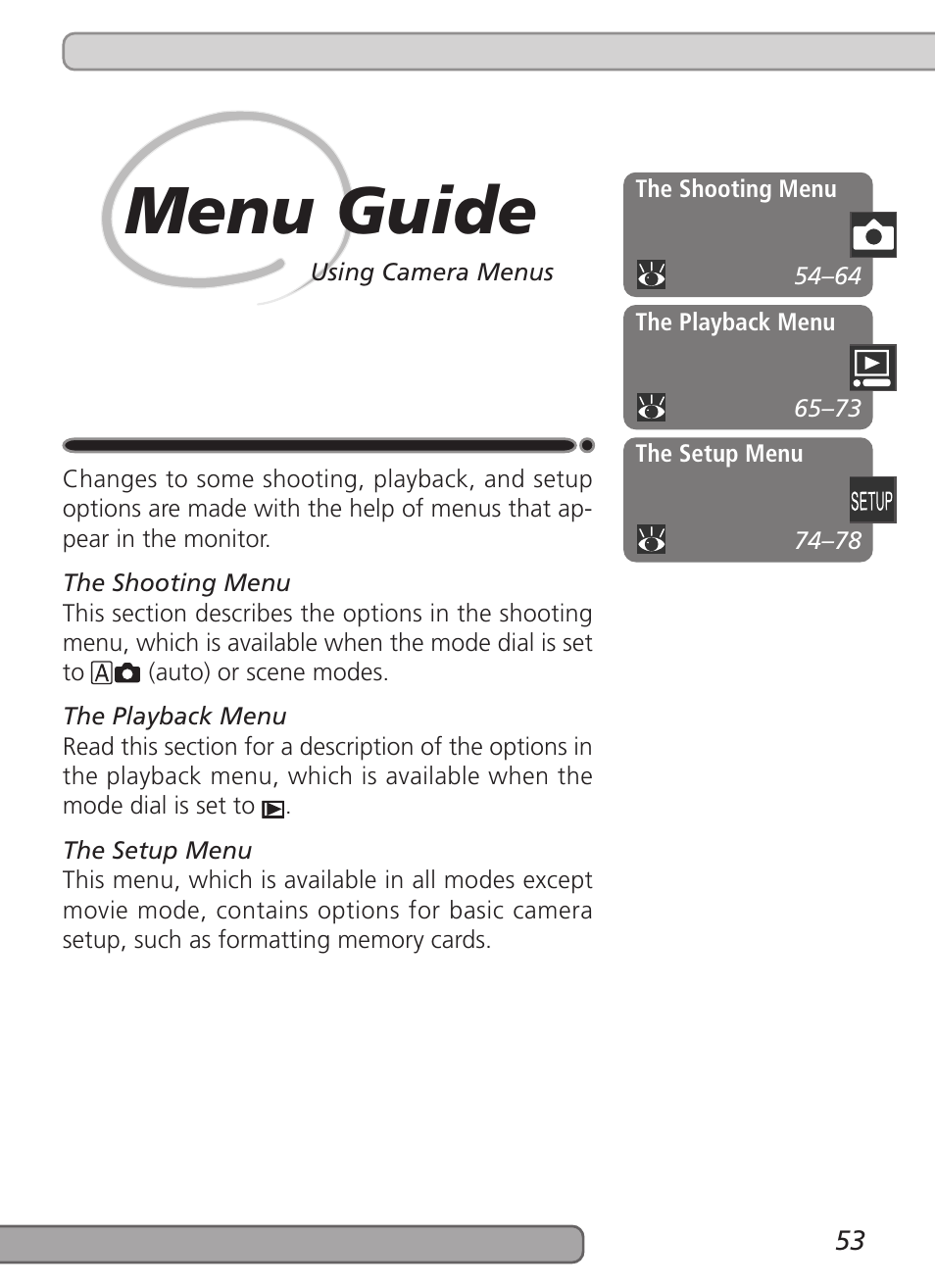 Menu guide | Nikon 2000 User Manual | Page 63 / 104