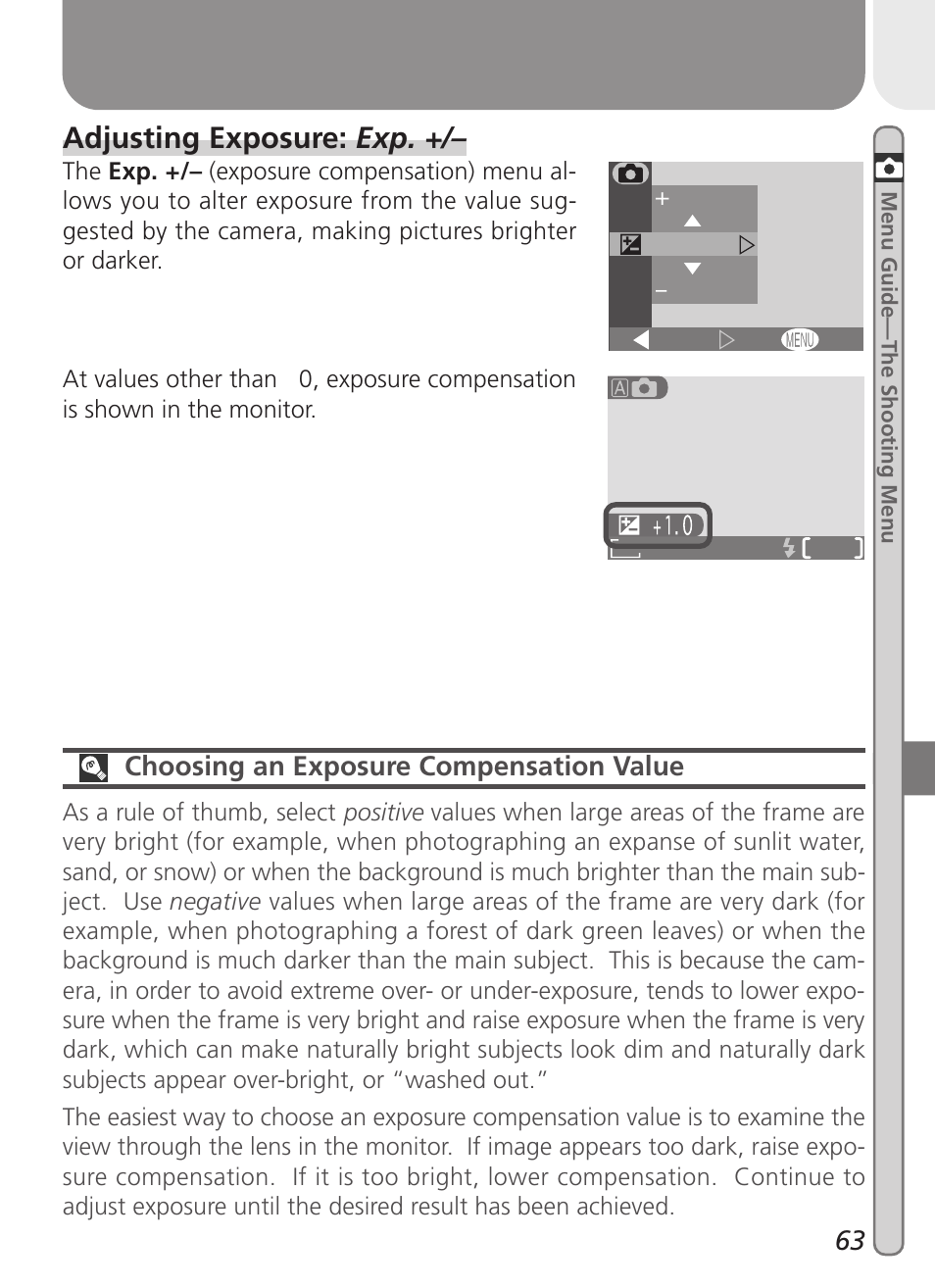 Adjusting exposure: exp | Nikon 2000 User Manual | Page 73 / 104