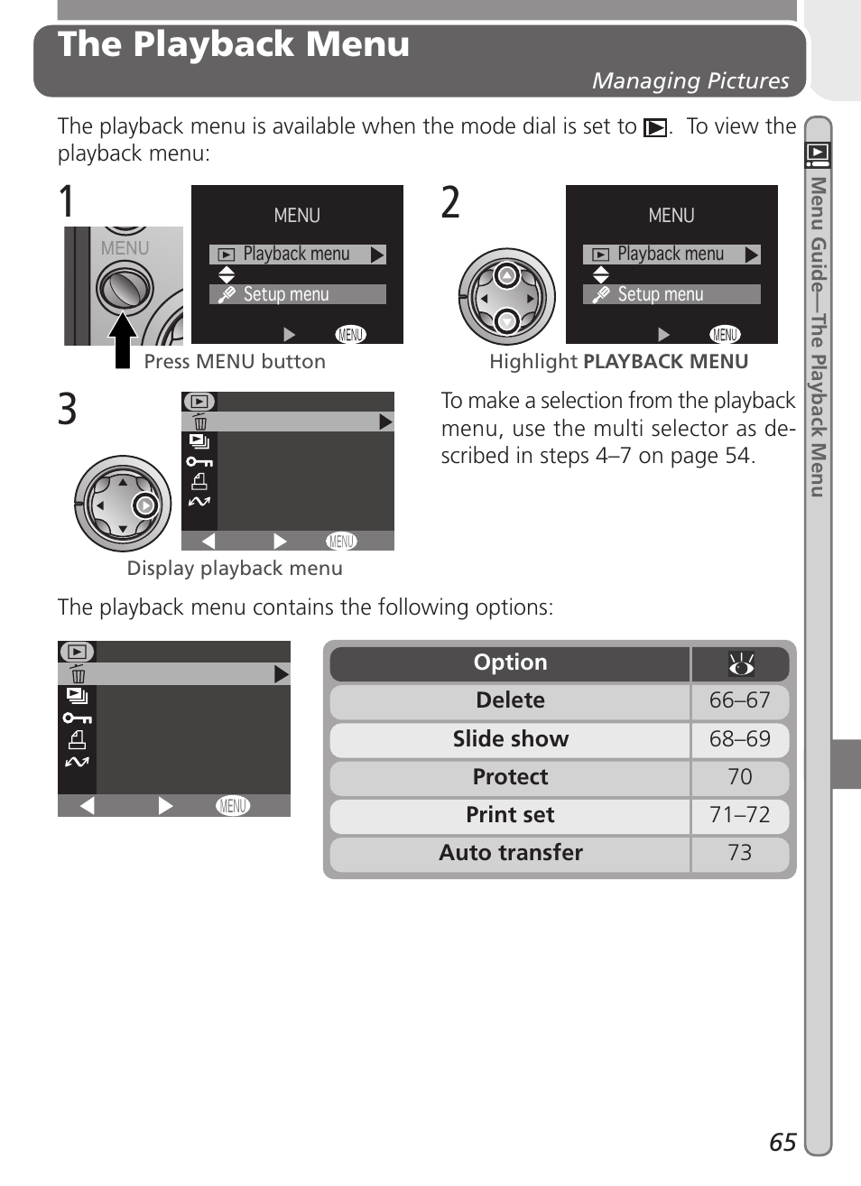 The playback menu | Nikon 2000 User Manual | Page 75 / 104