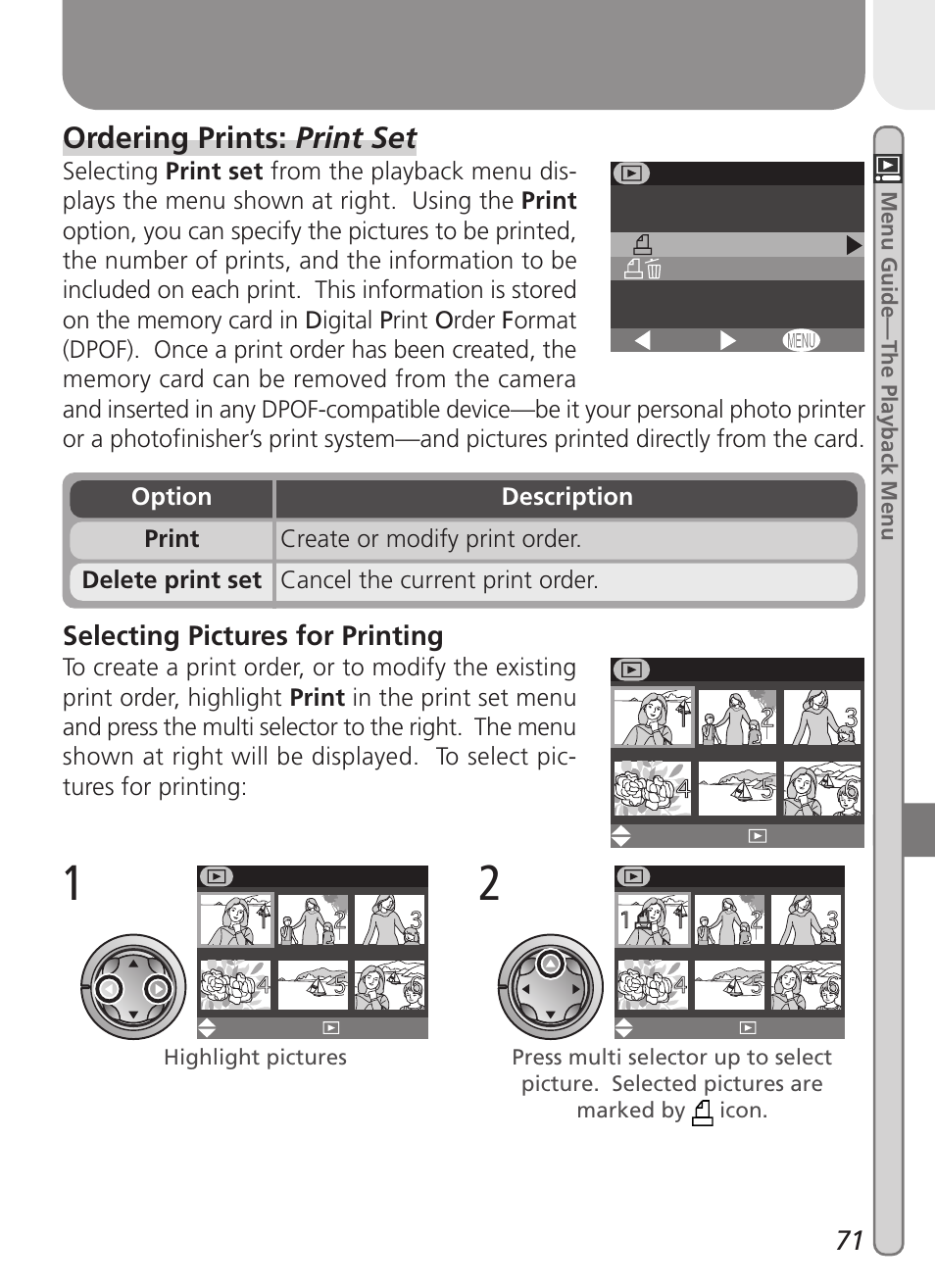 Ordering prints: print set | Nikon 2000 User Manual | Page 81 / 104