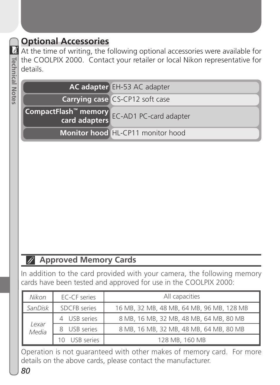 Optional accessories | Nikon 2000 User Manual | Page 90 / 104