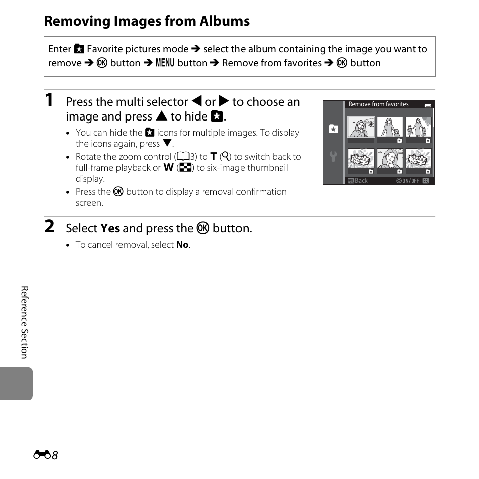 Removing images from albums | Nikon S5200 User Manual | Page 140 / 284