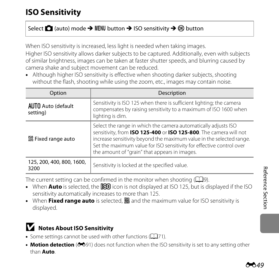 Iso sensitivity | Nikon S5200 User Manual | Page 181 / 284