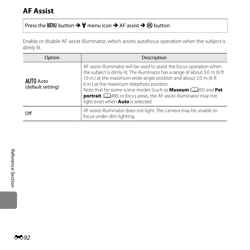 Af assist | Nikon S5200 User Manual | Page 224 / 284