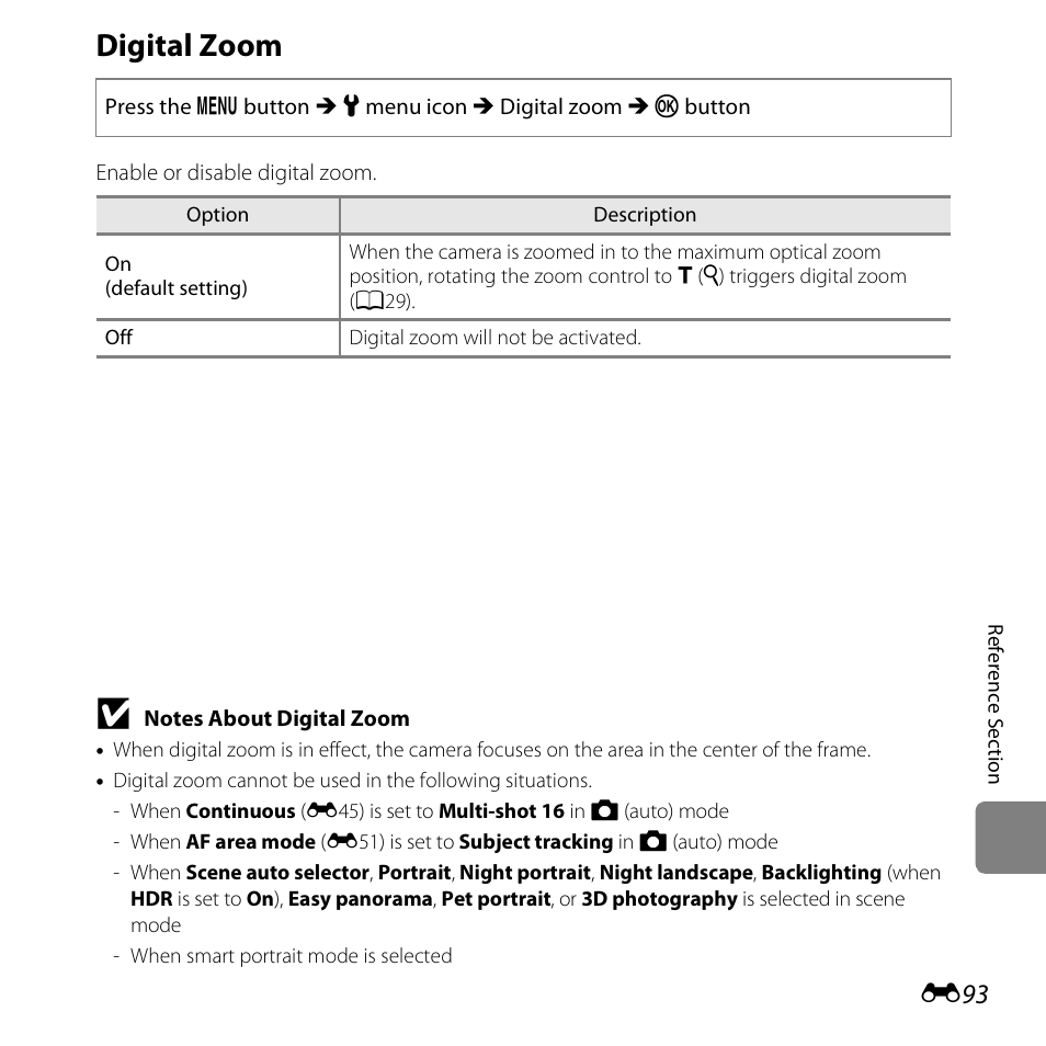 Digital zoom | Nikon S5200 User Manual | Page 225 / 284