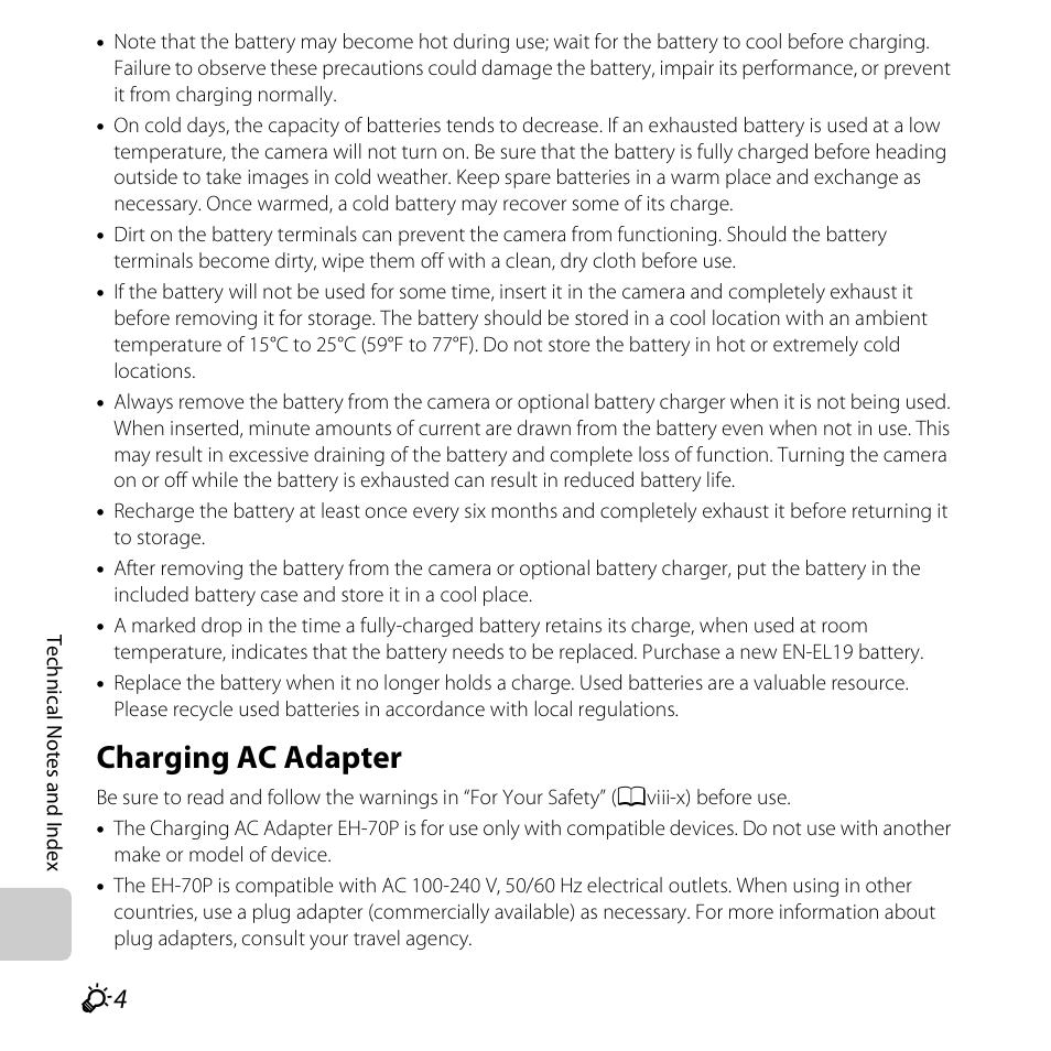 Charging ac adapter | Nikon S5200 User Manual | Page 256 / 284