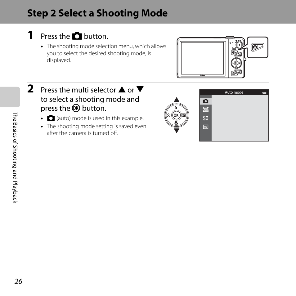 Step 2 select a shooting mode | Nikon S5200 User Manual | Page 48 / 284