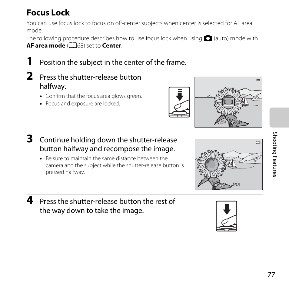 Focus lock | Nikon S5200 User Manual | Page 99 / 284