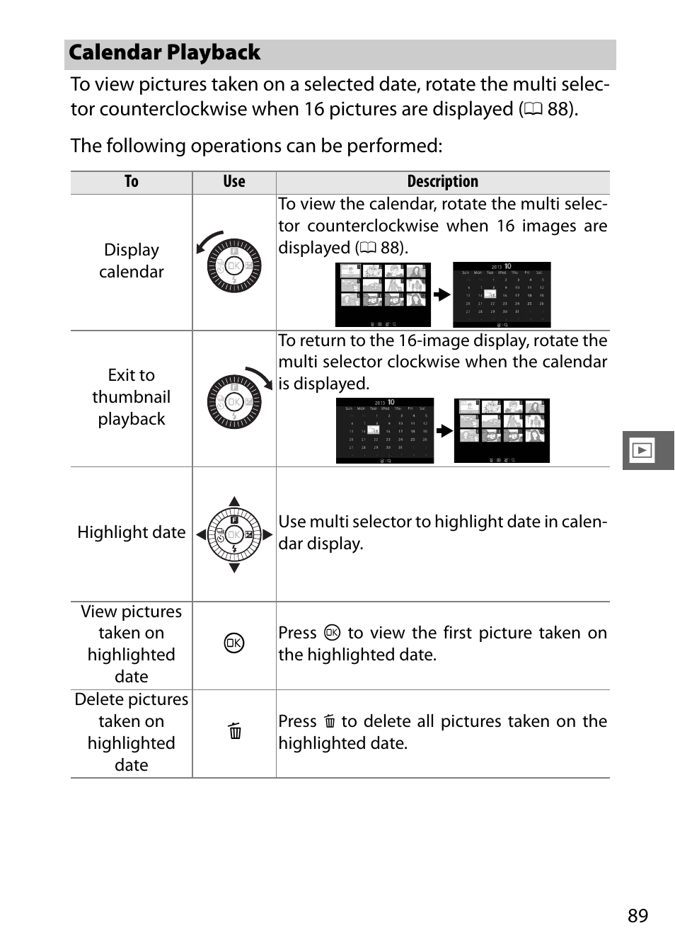 Calendar playback | Nikon S2 User Manual | Page 109 / 236