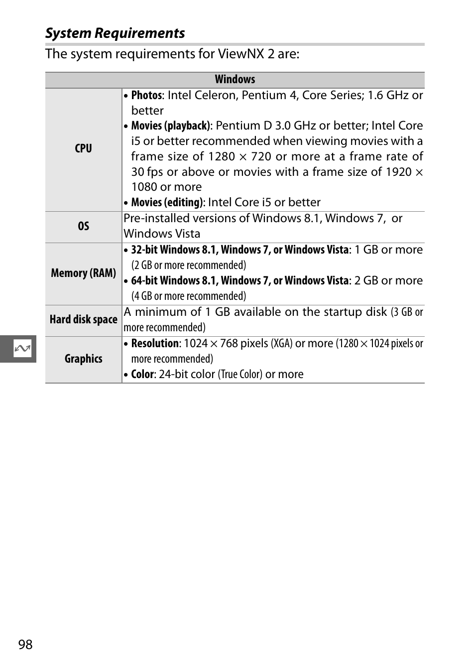 System requirements | Nikon S2 User Manual | Page 118 / 236
