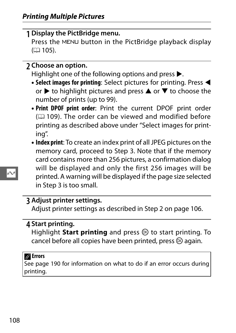 Printing multiple pictures | Nikon S2 User Manual | Page 128 / 236