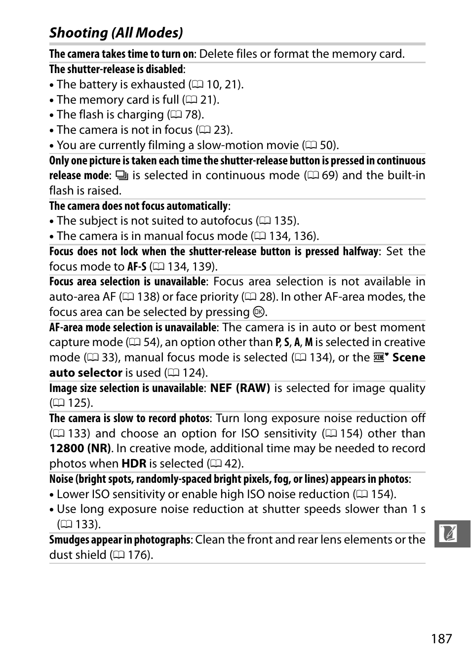 Shooting (all modes) | Nikon S2 User Manual | Page 207 / 236