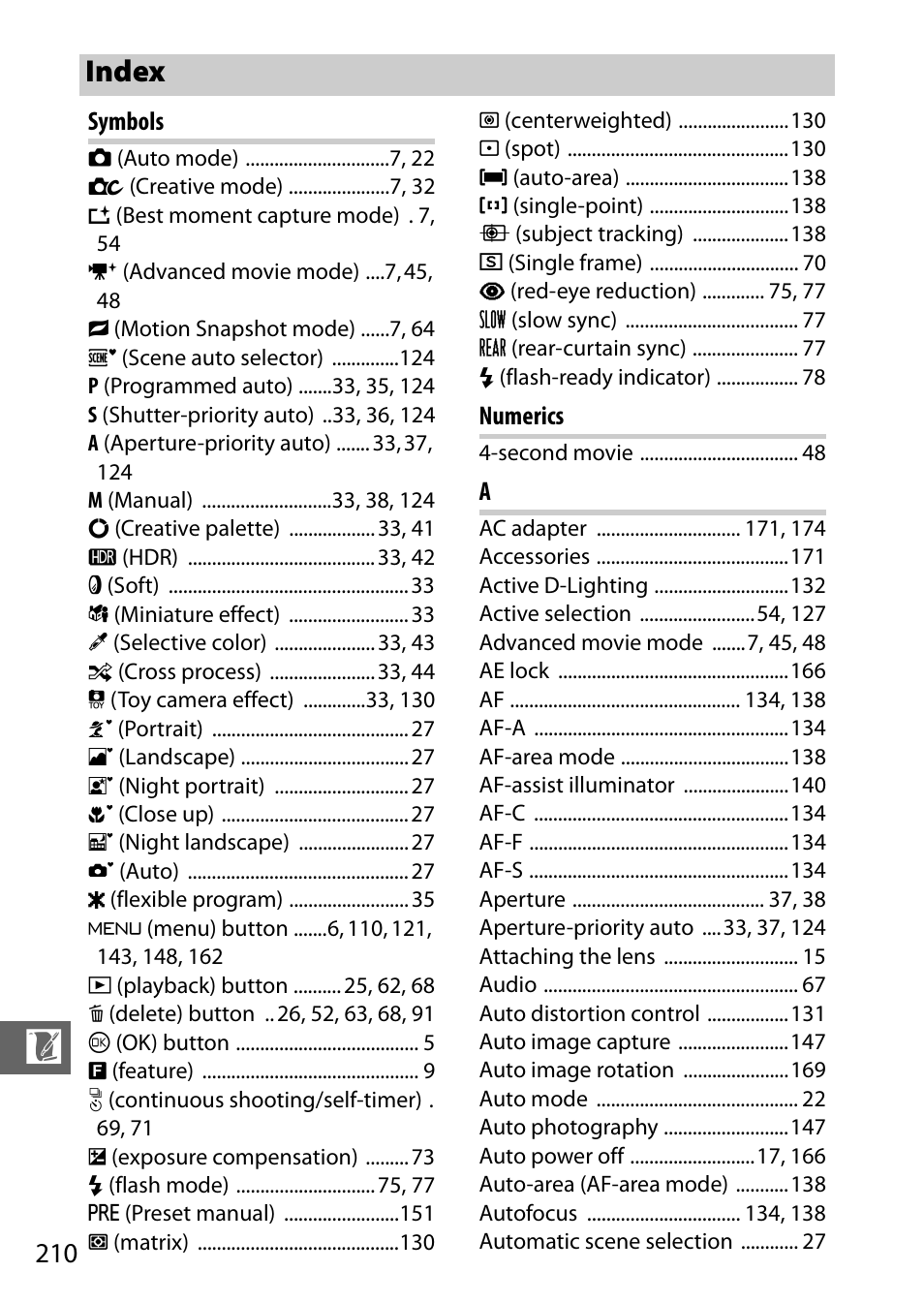 Index | Nikon S2 User Manual | Page 230 / 236