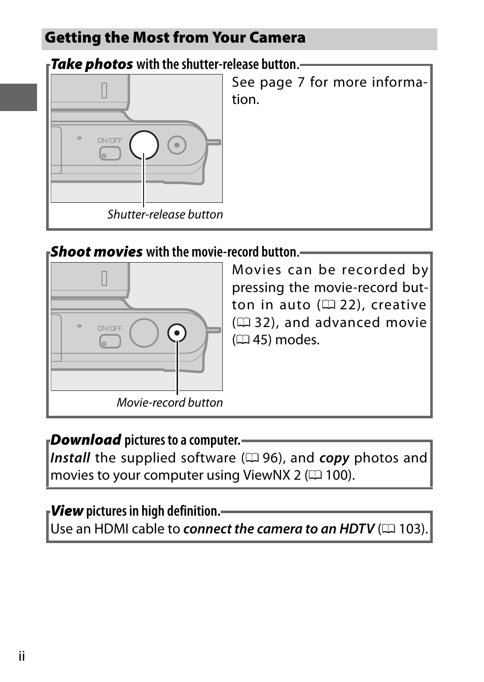 Getting the most from your camera | Nikon S2 User Manual | Page 4 / 236