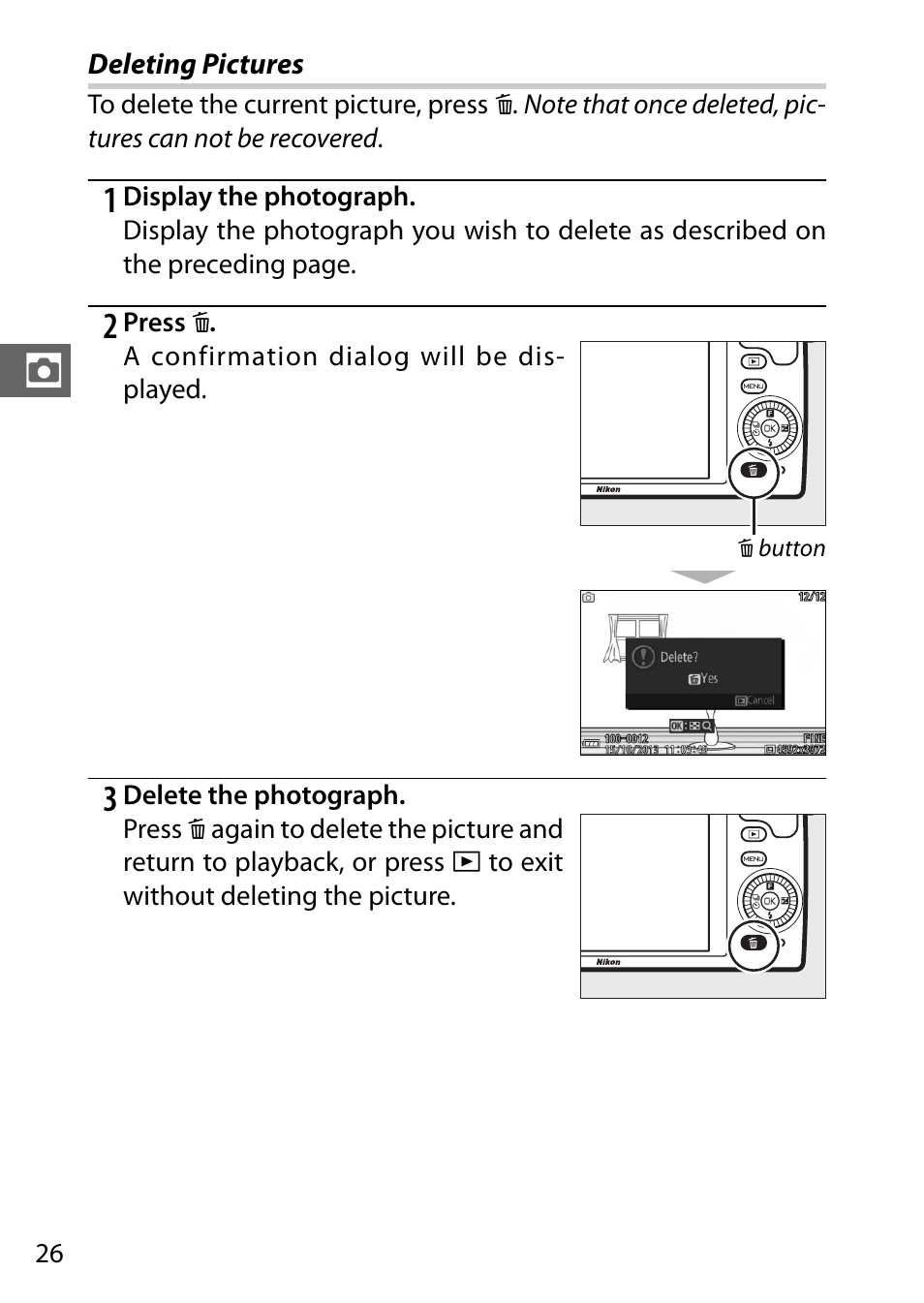 Deleting pictures | Nikon S2 User Manual | Page 46 / 236