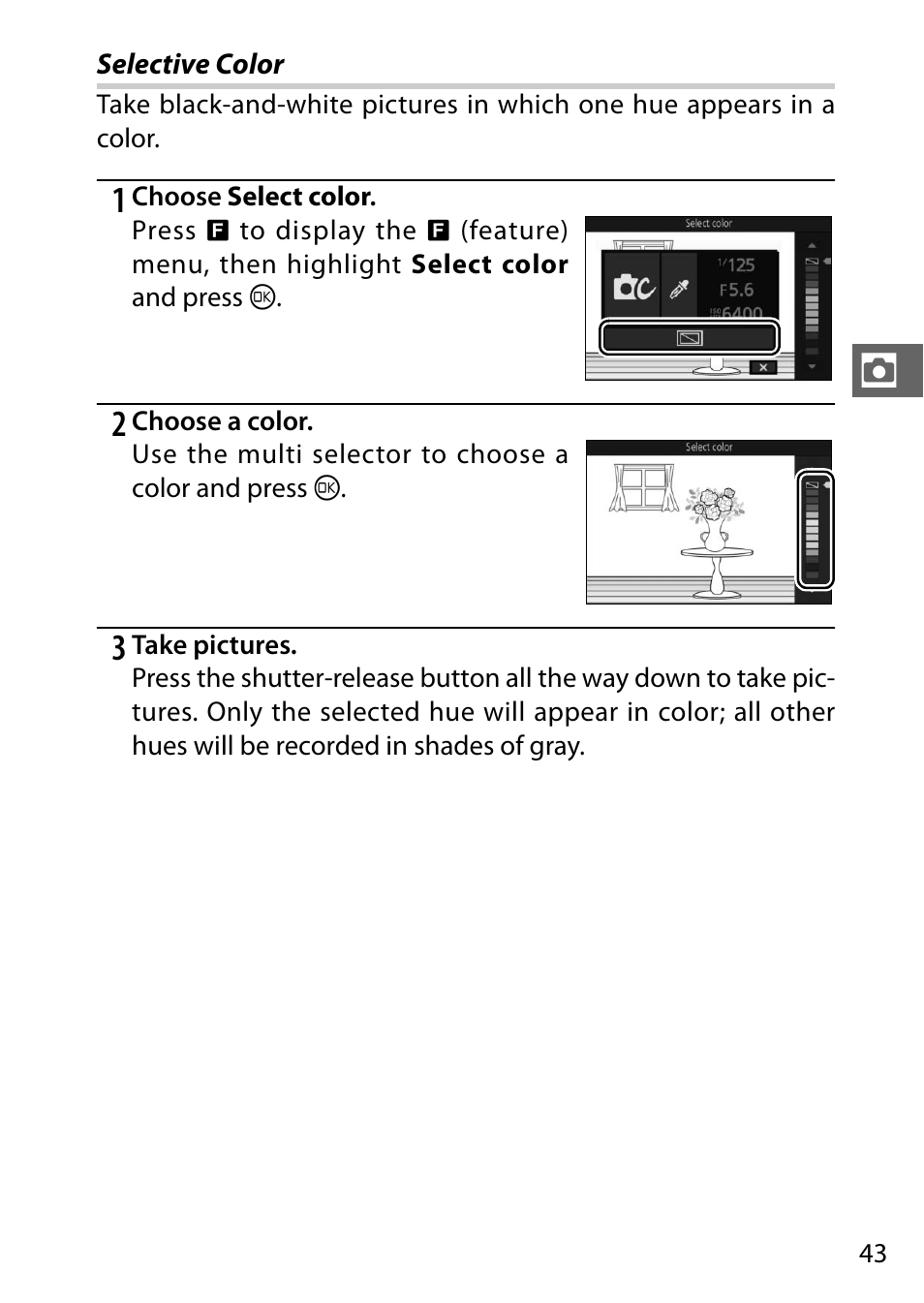 Selective color | Nikon S2 User Manual | Page 63 / 236