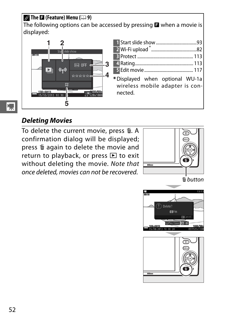 Deleting movies | Nikon S2 User Manual | Page 72 / 236