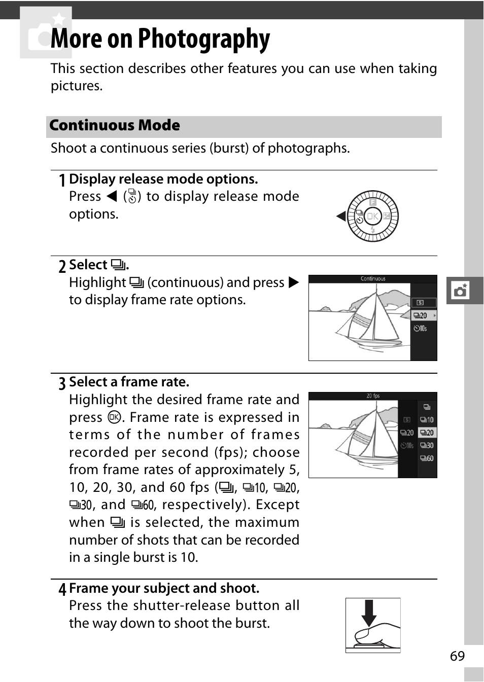 More on photography, Continuous mode | Nikon S2 User Manual | Page 89 / 236