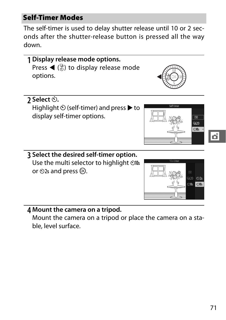 Self-timer modes | Nikon S2 User Manual | Page 91 / 236