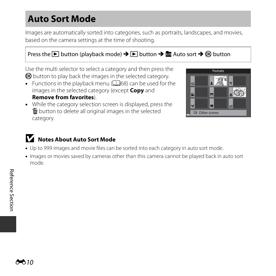 Auto sort mode | Nikon S5300 User Manual | Page 122 / 240