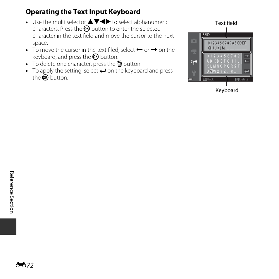 Operating the text input keyboard | Nikon S5300 User Manual | Page 184 / 240