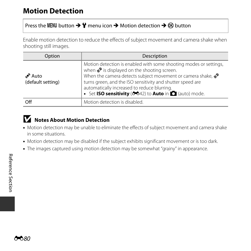 Motion detection | Nikon S5300 User Manual | Page 192 / 240