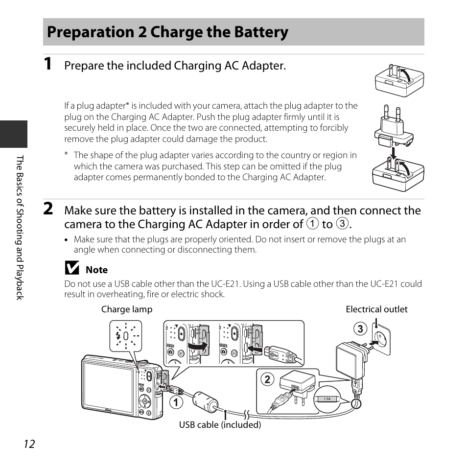 Preparation 2 charge the battery | Nikon S5300 User Manual | Page 34 / 240