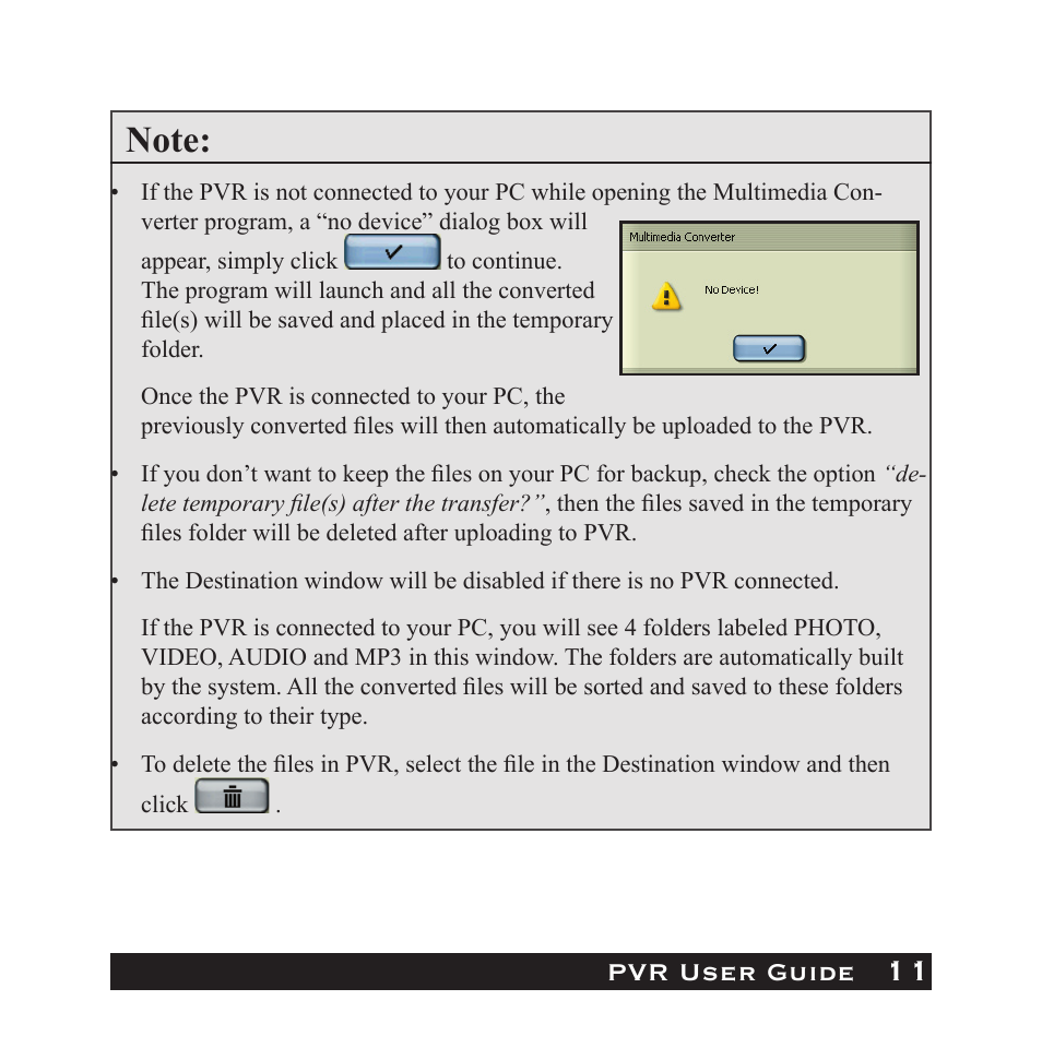 Pvr user guide | Audiovox PVR1000 User Manual | Page 11 / 42