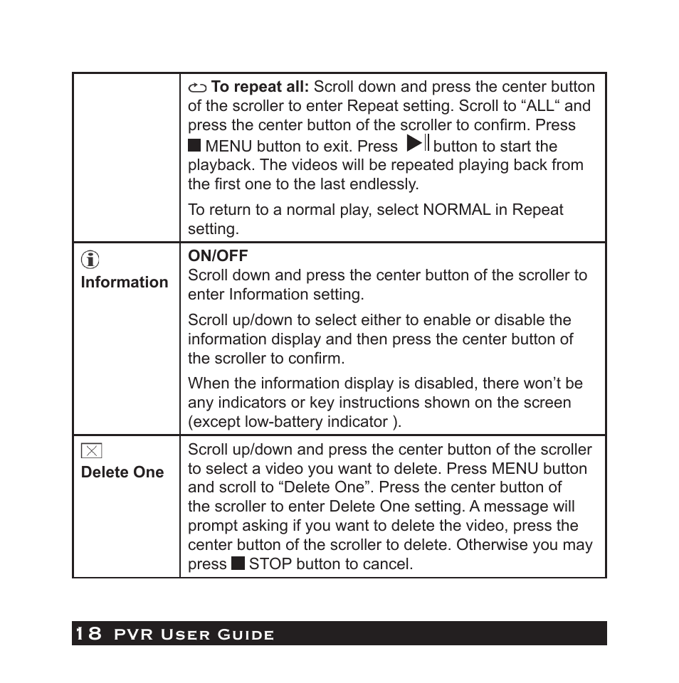 Pvr user guide | Audiovox PVR1000 User Manual | Page 18 / 42