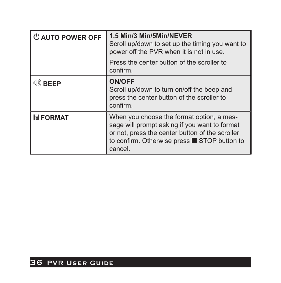Pvr user guide | Audiovox PVR1000 User Manual | Page 36 / 42