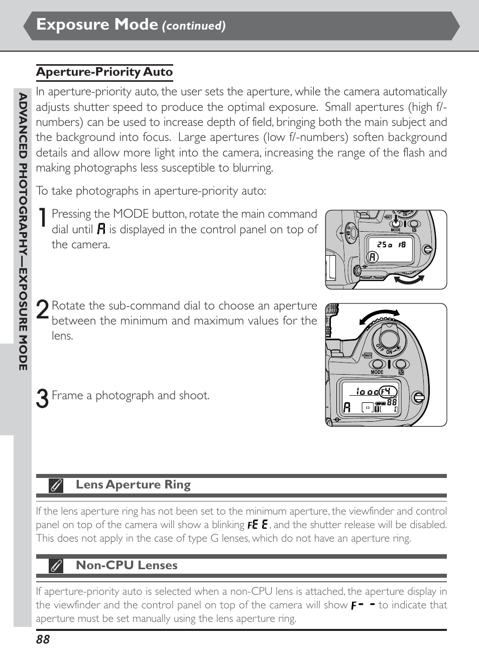 Exposure mode | Nikon D1H User Manual | Page 102 / 238
