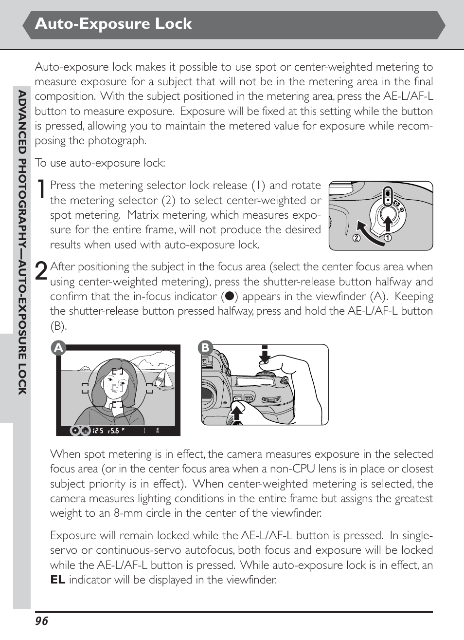 Auto-exposure lock | Nikon D1H User Manual | Page 110 / 238