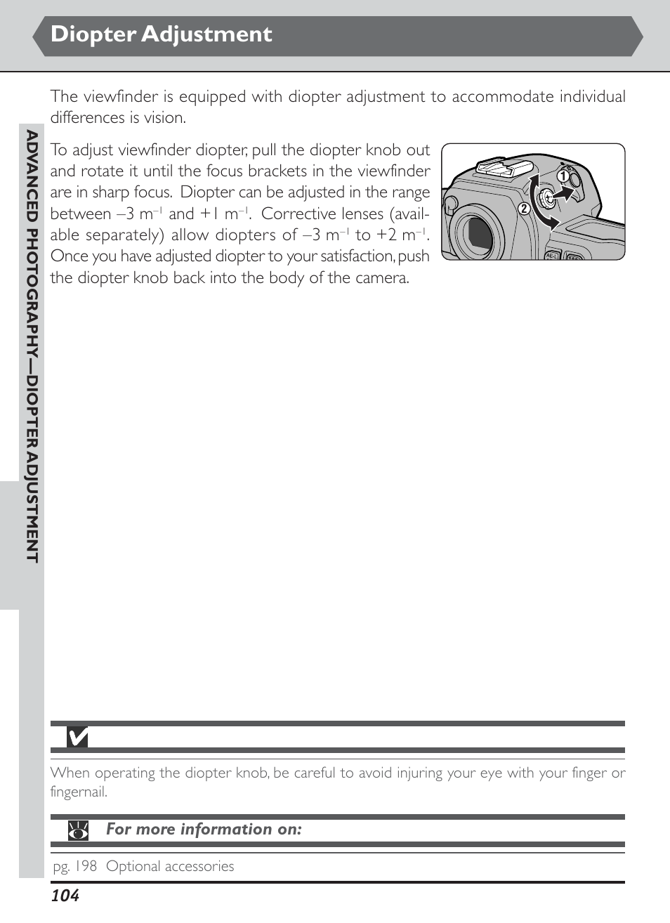 Diopter adjustment | Nikon D1H User Manual | Page 118 / 238